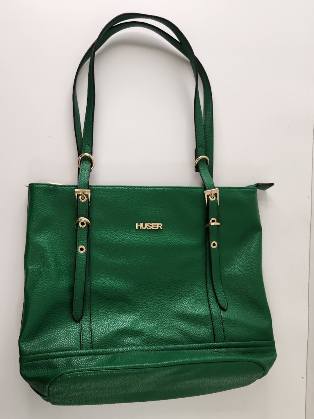 Huser Faux Leather Green Satchel Purse Shoulder Tote Bag